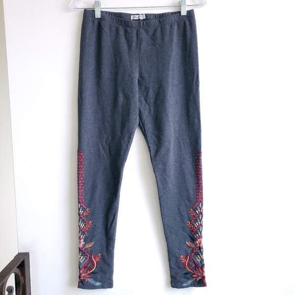 Johnny Was Pants - Johnny Was Black Embroidered Avita Leggings